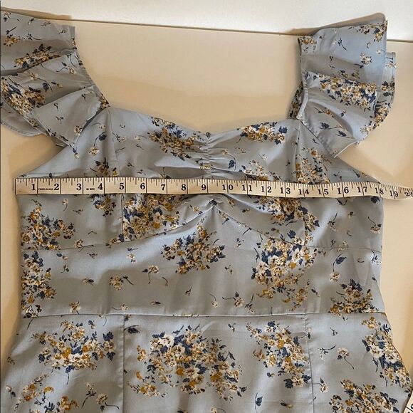 Aqua Light Blue Floral-Print Tiered Maxi Dress Size Large - Picture 11 of 12